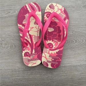 Havaianas x FARM RIO Pink Floral Flip Flops, Size 39/40